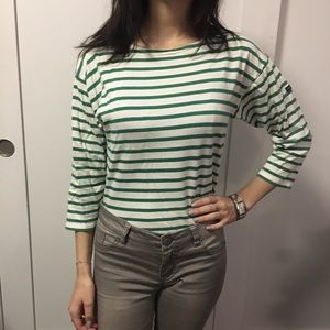 Saint James green stripped shirt